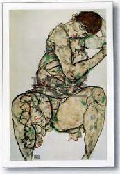 Lamina - Sitzende frau mit linker hand im haar Enmarcado de cuadros