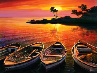 Lamina - Tramonto sulla baia Enmarcado de cuadros