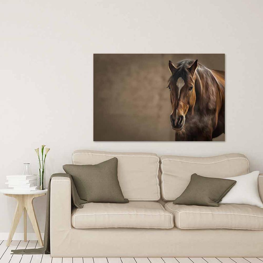 Caballos Colores Reales 60x90 C/marco Cuadro Canvas Bastidor