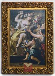 Enmarcado canvas en bastidor con marco labrado dorado Enmarcado de cuadros