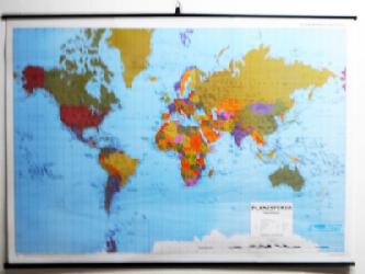 Mapa - Planisferio Fisico Politico Marcos y Cuadros