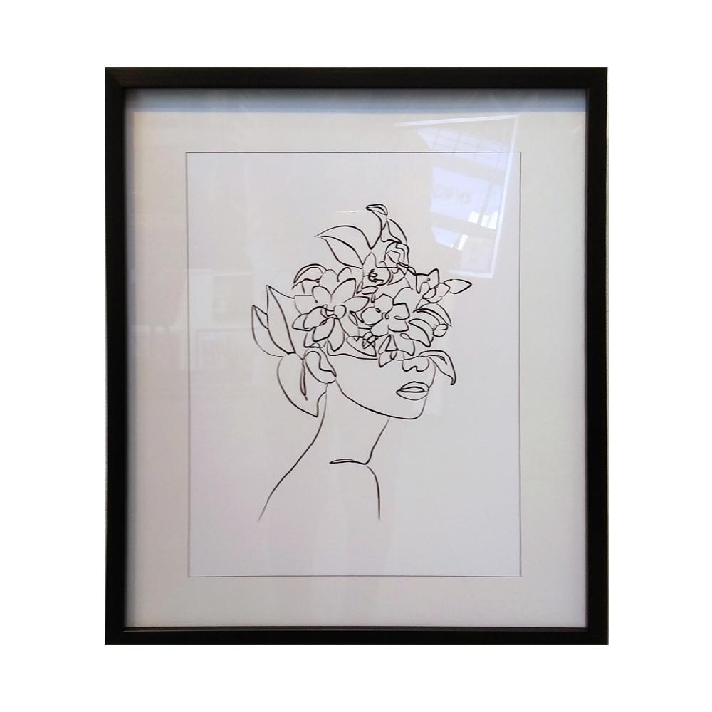 cuadro rostro con flores