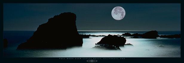 Full moon over Laguna Beach, California USA