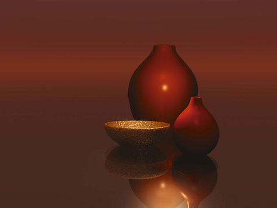 Lamina - Red Vases with Bowl 
